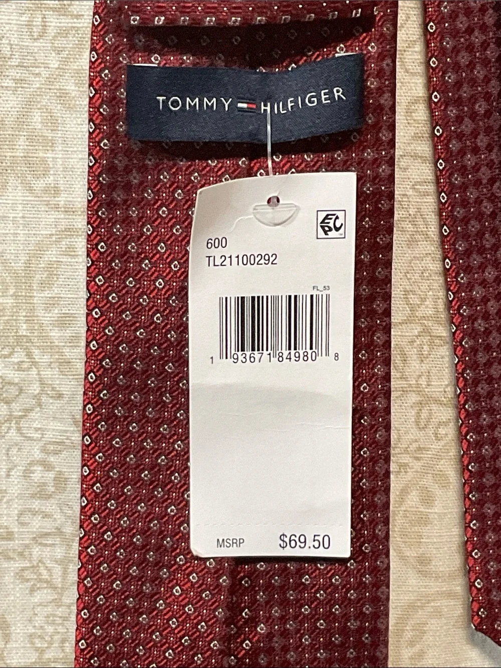 Tommy Hilfiger Burgundy Microdot Silk Tie